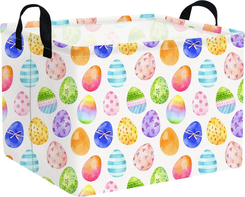 FXOCSHE Rectangular Cute Easter basket,Easter basket empty,Storage Basket for baby Bedroom,Toy Gift Organizerm,Kids Storage Bin,Gift baskets,Easters Home Decor(Blue Easters egg) - Image 1